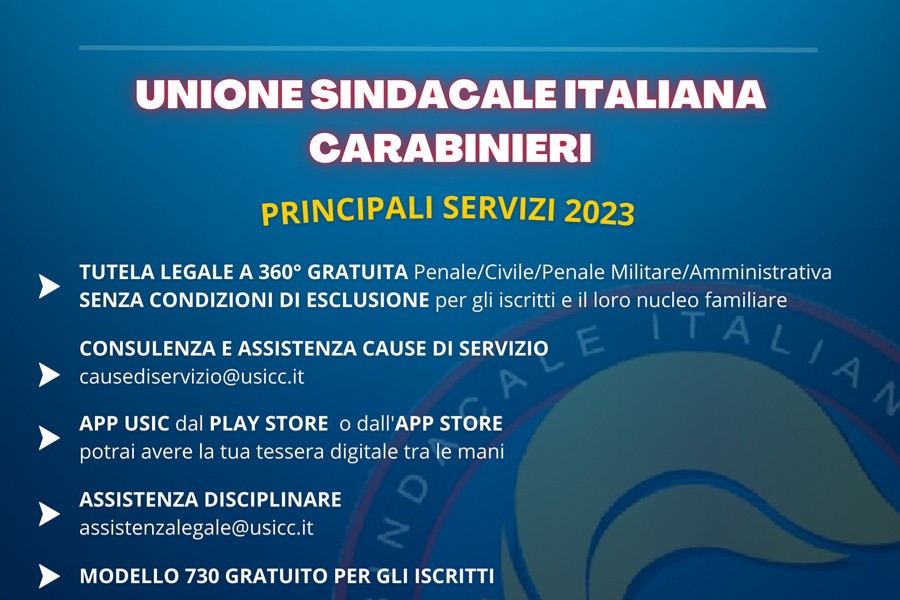 Unione Sindacale Italiana Carabinieri - Principali servizi 2023